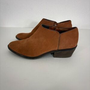 Lucky Brand Ankle Booties Light Brown Suede Low Heel Size 7